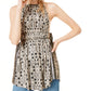 Free People Top curto sem mangas estampado feminino, tamanho extrapequeno, branco