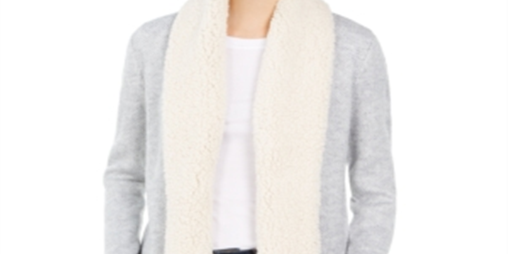 Cardigan feminino estilo &amp; co com acabamento em sherpa e frente aberta, branco, tamanho GG