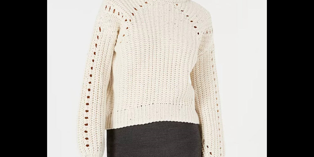 Suéter feminino com gola falsa e estampado, tamanho médio, branco