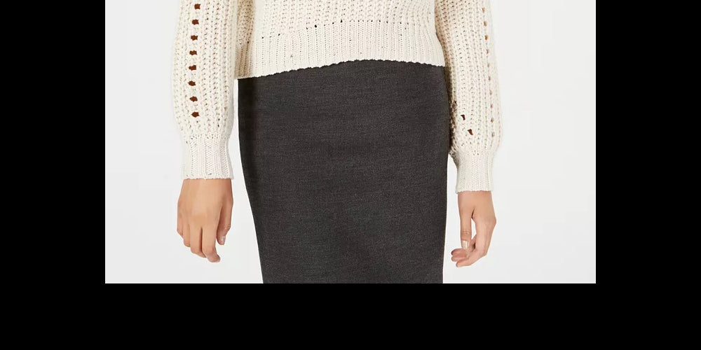 Suéter feminino com gola falsa e estampado, tamanho médio, branco