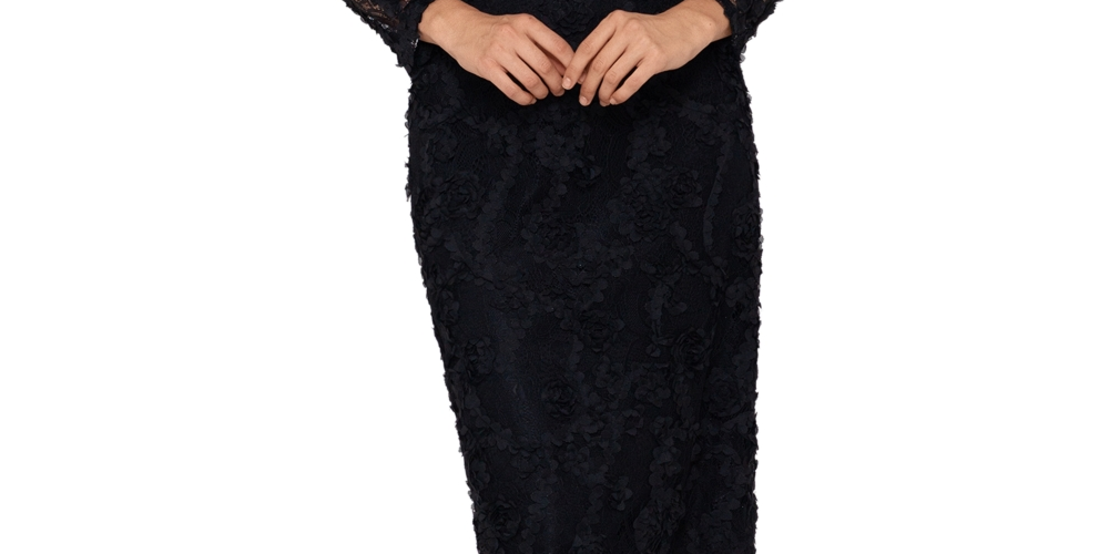 Vestido feminino Xscape de renda sutache, preto, tamanho 4