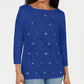 Karen Scott Top Feminino de Algodão com Ilhós Azul Tamanho X-S