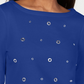 Karen Scott Top Feminino de Algodão com Ilhós Azul Tamanho X-S