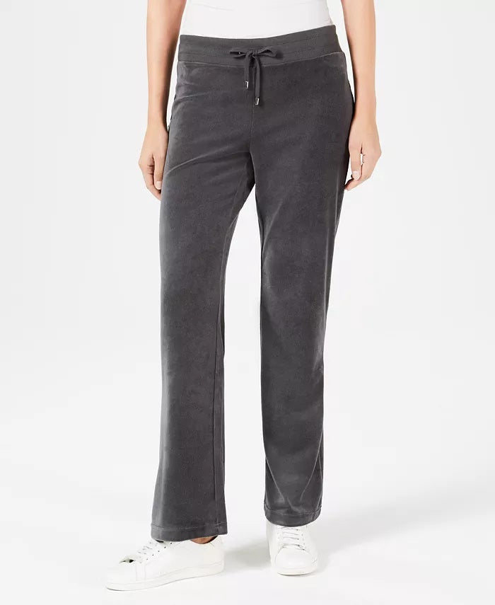 Calça feminina Charter Club de veludo, cinza, tamanho pequeno