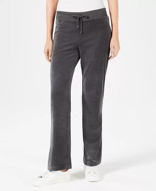 Calça feminina Charter Club de veludo, cinza, tamanho pequeno