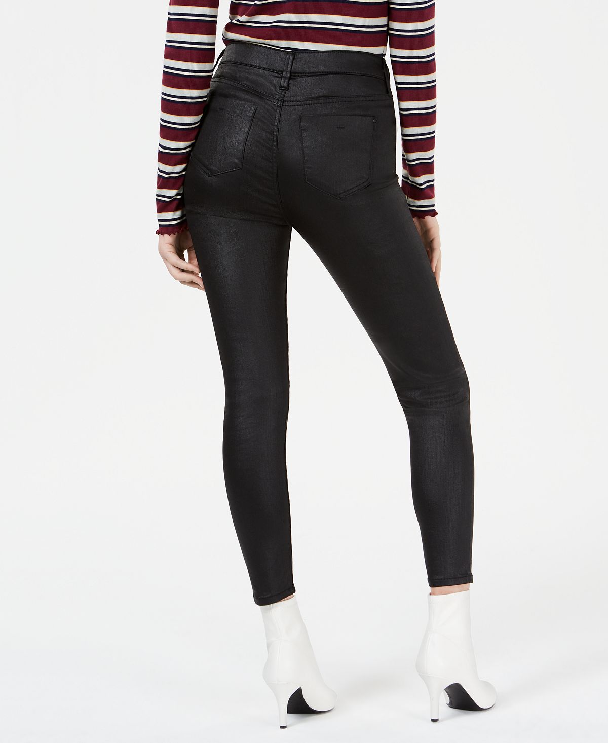 Calça jeans skinny feminina rosa celebridade, preta, tamanho 5