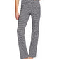 Calça feminina estilo pied-de-poule de cintura alta, corte bootcut, cinza, tamanho 6