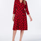 Vestido feminino xadrez com decote em V, tamanho XS, vermelho, Charter Club