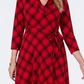 Vestido feminino xadrez com decote em V, tamanho XS, vermelho, Charter Club