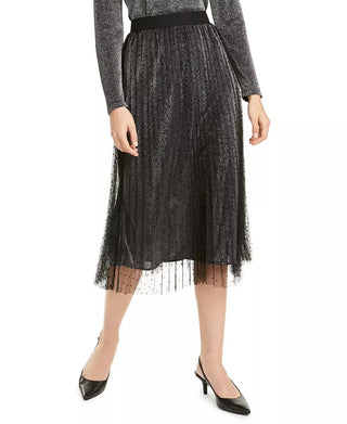 Saia midi com pregas de malha Alfani para mulheres, cinza, tamanho grande