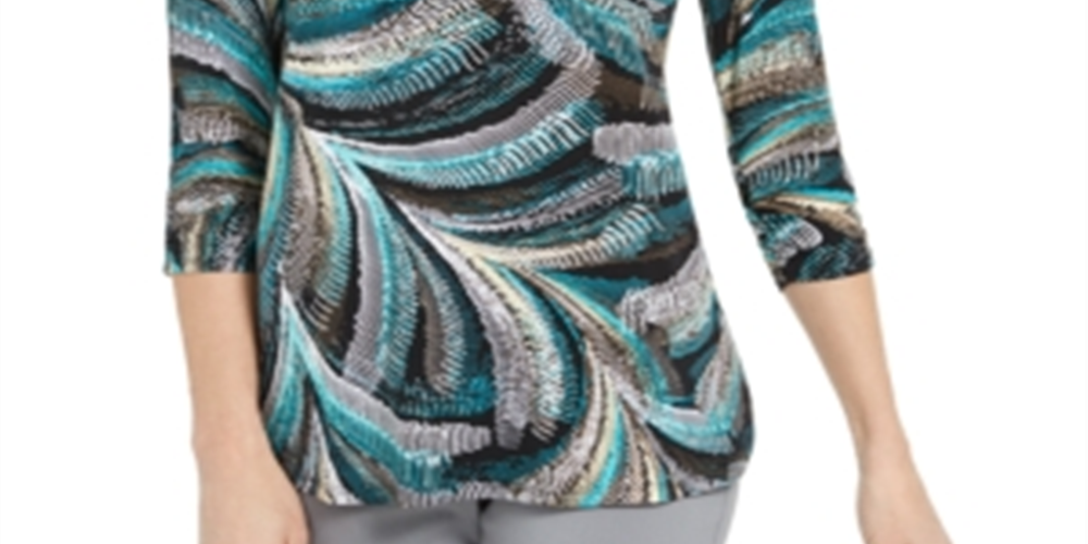 Túnica texturizada feminina com decote em zíper e manga comprida, preta, tamanho XS