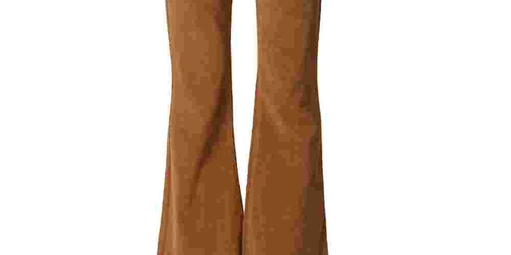 Calça feminina Hidden Jeans de veludo cotelê desfiada, perna reta, dourada, tamanho 25