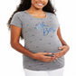 Camisetas femininas para maternidade, estampa de laço 'Oh Boy', camiseta cinza para maternidade, tamanho XS