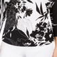 Túnica feminina estampada com manga dolman da coleção JM, preta, tamanho G