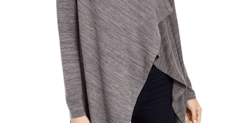 Suéter assimétrico feminino com estampa espacial NY Collection, cor carvão, tamanho XS