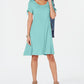 Vestido rodado feminino estilo &amp; co com manga amarrada, azul, tamanho PP