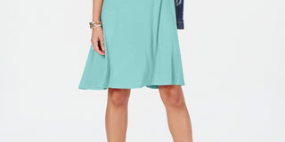 Vestido rodado feminino estilo &amp; co com manga amarrada, azul, tamanho PP