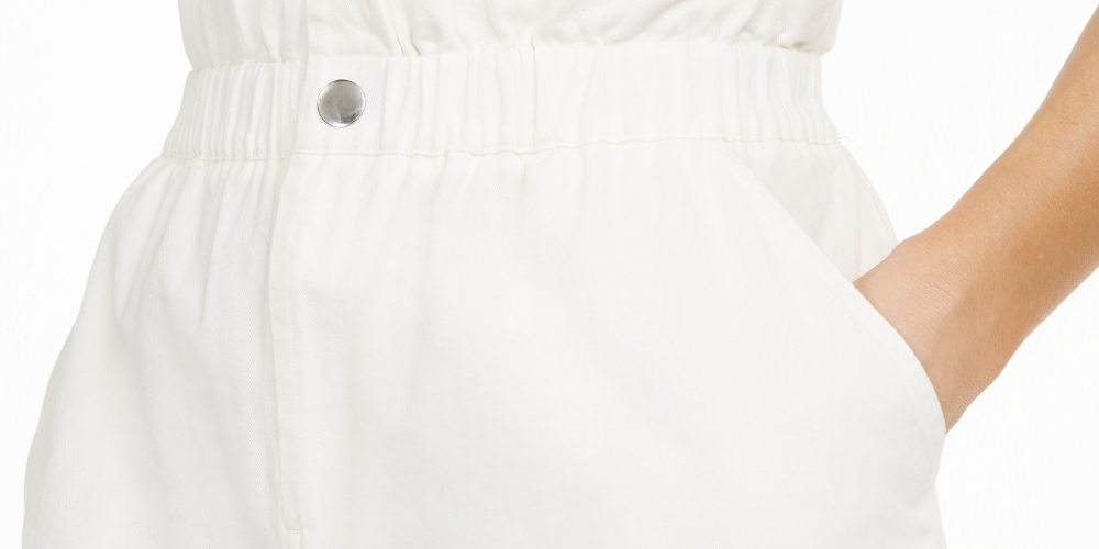 Danielle Bernstein Shorts Paperbag Feminino Cuffed Branco Tamanho Grande