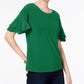 Blusa feminina com mangas franzidas INC International Concepts, verde, tamanho pequeno P