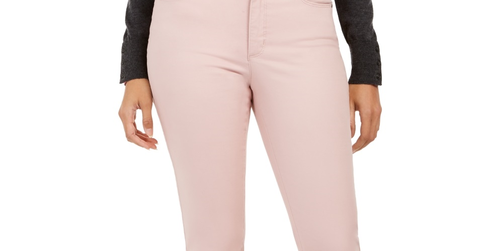 Calça jeans feminina Lexington reta, rosa, tamanho 12, Charter Club