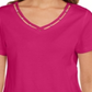 Camiseta feminina Karen Scott de algodão com decote em V e acabamento aberto, rosa, tamanho XS