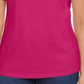 Camiseta feminina Karen Scott de algodão com decote em V e acabamento aberto, rosa, tamanho XS