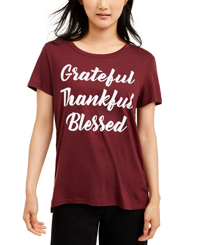Camiseta Love Tribe Junior's Grateful Thankful Blessed Vermelha Tamanho P