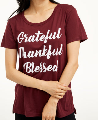 Camiseta Love Tribe Junior's Grateful Thankful Blessed Vermelha Tamanho P