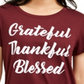 Camiseta Love Tribe Junior's Grateful Thankful Blessed Vermelha Tamanho P