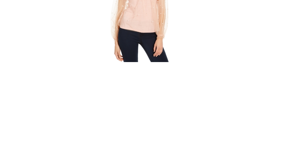 Blusa de tule com decote falso e detalhes em tule da INC International Concepts para mulheres, tamanho XX-G