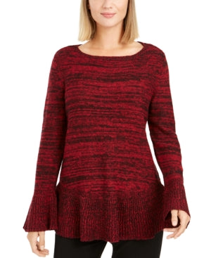 Suéter túnica feminino com babados e bainha estilo &amp; co, vermelho, tamanho pequeno G