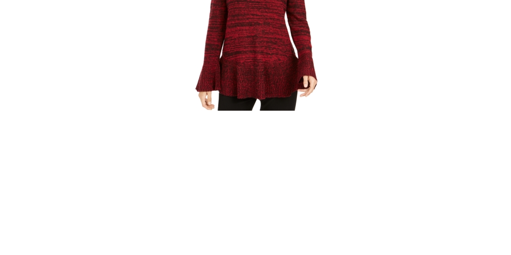 Suéter túnica feminino com babados e bainha estilo &amp; co, vermelho, tamanho pequeno G