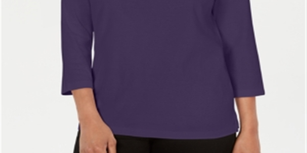 Karen Scott Blusa Feminina Crochê Gola Quadrada Roxa Tamanho XS