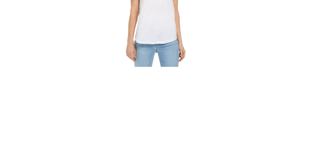 Blusa Henley de Linho e Manga Dolman Feminina Style &amp; Co Branca Tamanho P