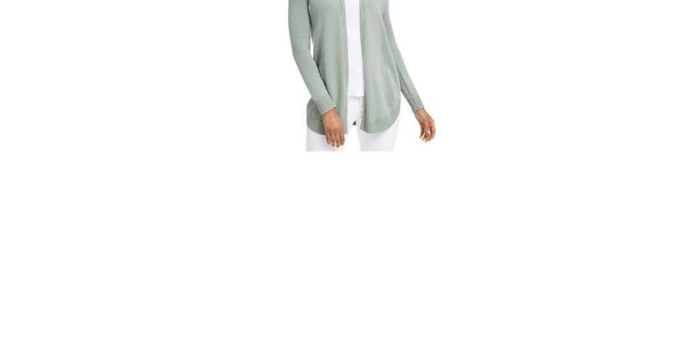 Suéter feminino Charter Club com frente aberta e bainha curva, verde, tamanho médio