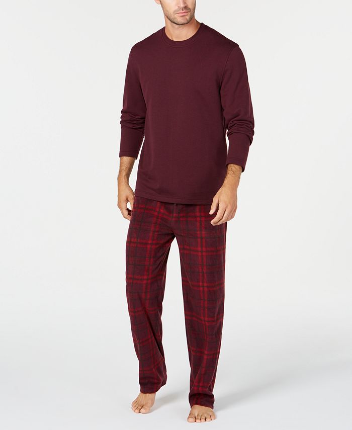 Conjunto de pijama de lã xadrez masculino Club Room, roxo, tamanho XX-G