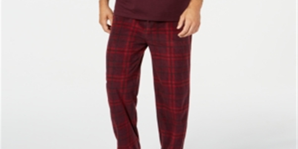 Conjunto de pijama de lã xadrez masculino Club Room, roxo, tamanho XX-G