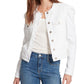 Jaqueta jeans feminina Sanctuary Collette com gola desfiada, branca, tamanho médio