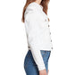 Jaqueta jeans feminina Sanctuary Collette com gola desfiada, branca, tamanho médio
