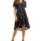 Vestido estilo envelope com estampa floral Calvin Klein feminino, azul, tamanho 0 pequeno