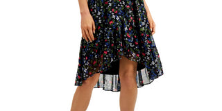 Vestido estilo envelope com estampa floral Calvin Klein feminino, azul, tamanho 0 pequeno