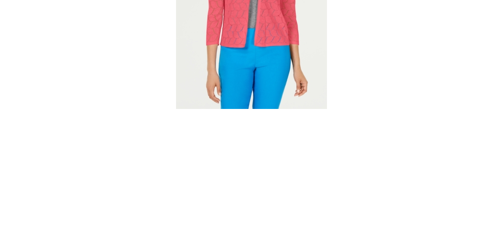 Cardigan feminino Pointelle Completer da Charter Club, rosa, tamanho médio