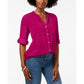 Camisa utilitária feminina Charter Club com gola dividida, rosa, tamanho PSM