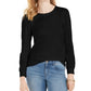 Charter Club Supima Puff Sleeve Top Feminino Preto Tamanho Médio