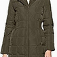 Cole Haan Parka com capuz e botões femininos, jaqueta de inverno verde, tamanho grande