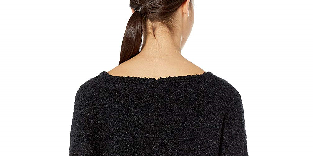Suéter feminino de manga comprida com decote em V, preto, tamanho extrapequeno, da Free People