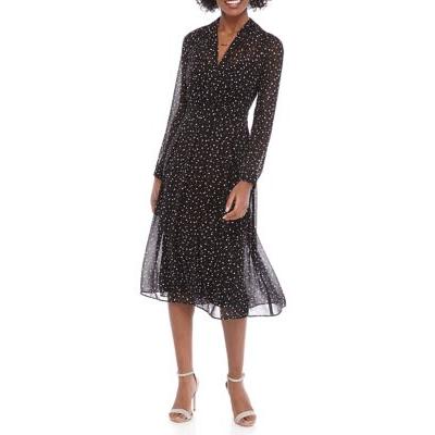 Vestido feminino Anne Klein Ritz Dot Fit and Flare, cinza, tamanho 4