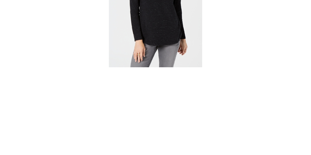 Camiseta feminina de manga comprida Style &amp; Co, preta, tamanho médio