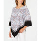 Blusa poncho estampada feminina Alfani azul tamanho pequeno G