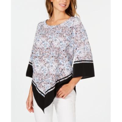 Blusa poncho estampada feminina Alfani azul tamanho pequeno G